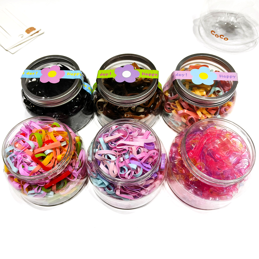 Disposable Rubber Band Large Round Canned Wide And Thick Strong Pull Endless Maillard Color Children's Hair Band Hair Cord 300+ Hair Cord Headwear Hair Accessories Specification drawing