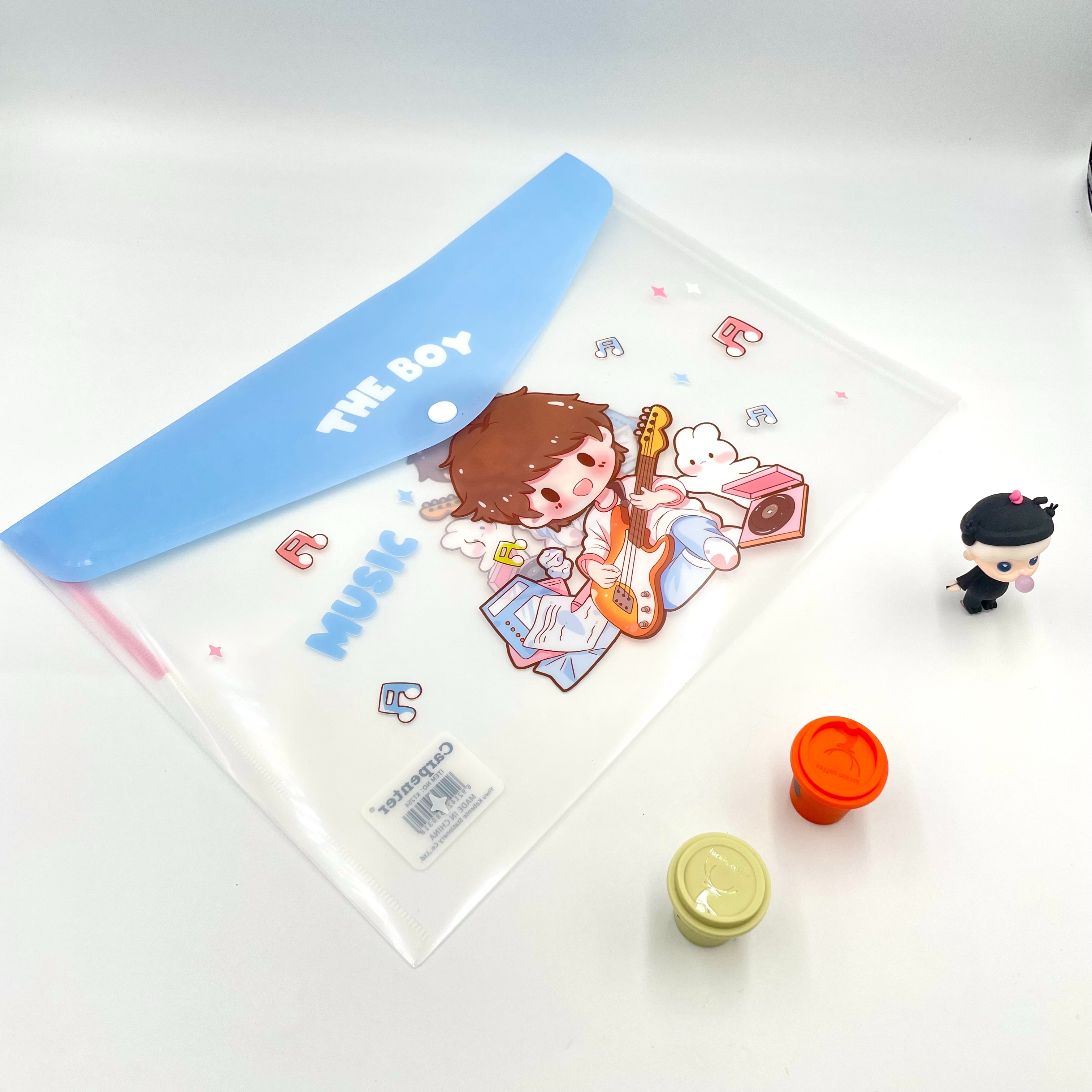 Cartoon horizontal style printed button bags for boys and girls, office materials bags, A4 storage bags, factory direct sales, student test paper classification bags details Picture