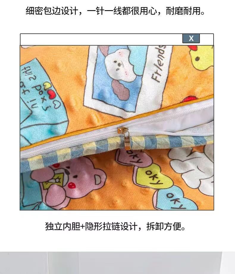 【儿童枕头豆豆绒】幼儿园午睡专用枕宝宝牛奶绒双面枕可拆洗秋冬AB面详情11