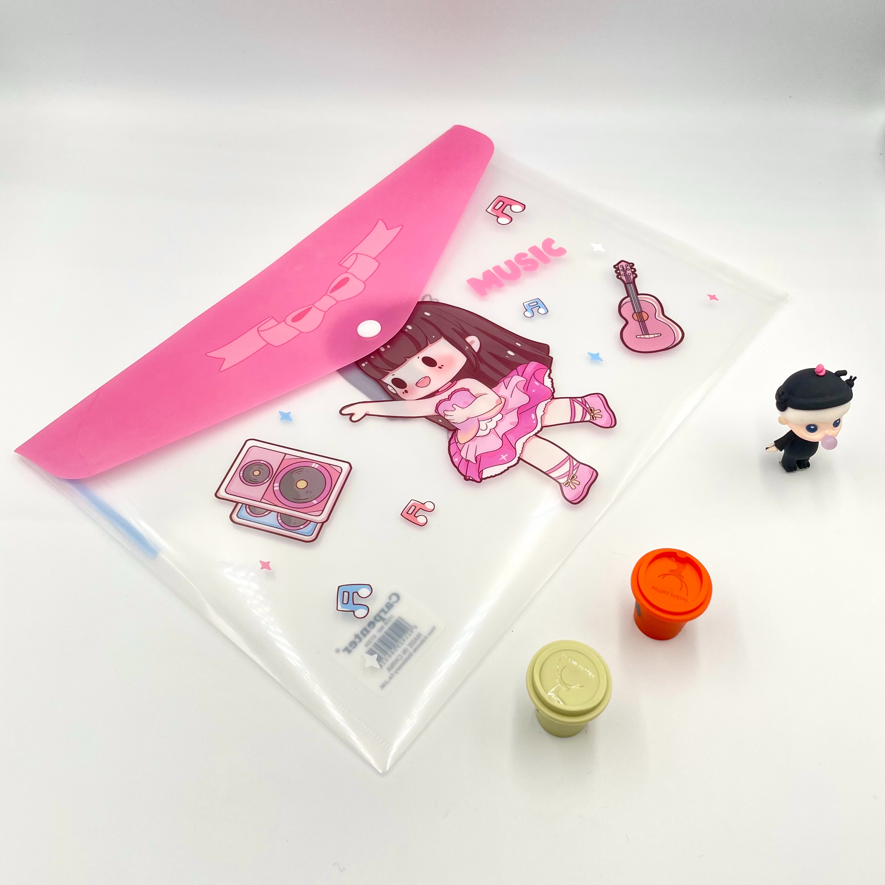 Cartoon horizontal style printed button bags for boys and girls, office materials bags, A4 storage bags, factory direct sales, student test paper classification bags Application Scenario