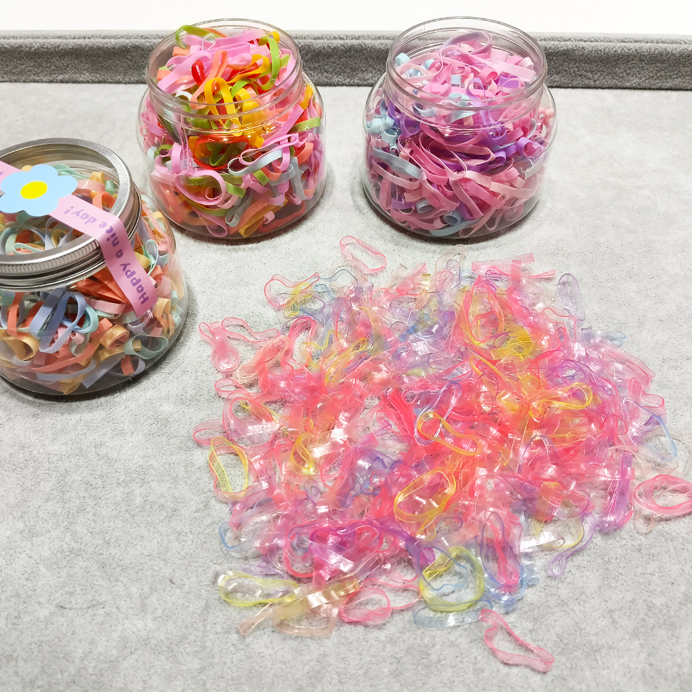 Disposable Rubber Band Large Round Canned Wide And Thick Strong Pull Endless Maillard Color Children's Hair Band Hair Cord 300+ Hair Cord Headwear Hair Accessories Item Picture