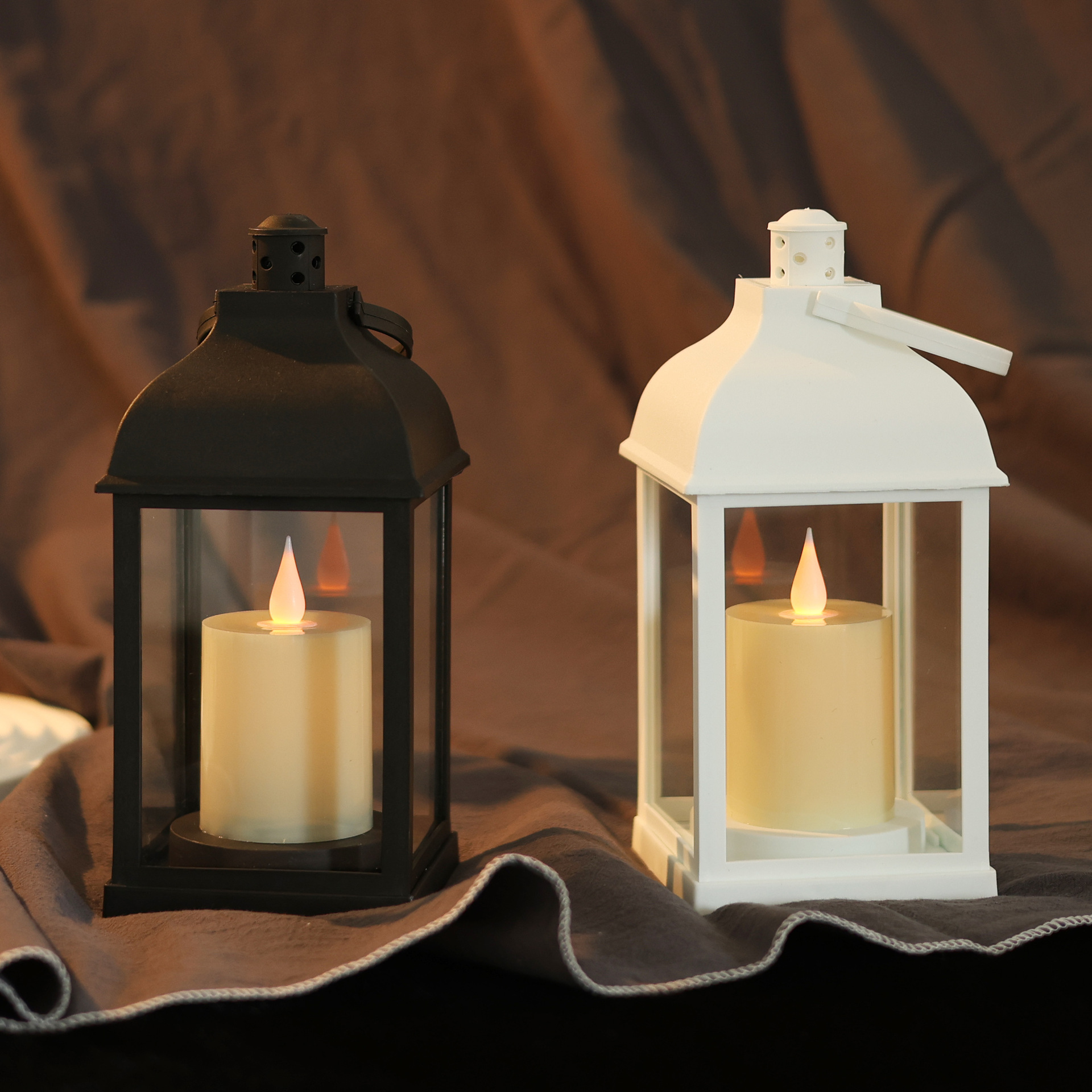 Cross-border exclusive supply of large wind lamps, electronic candle lamps, Christmas decorative lamps, hand-held lamps, windproof glass candlestick ornaments details Picture