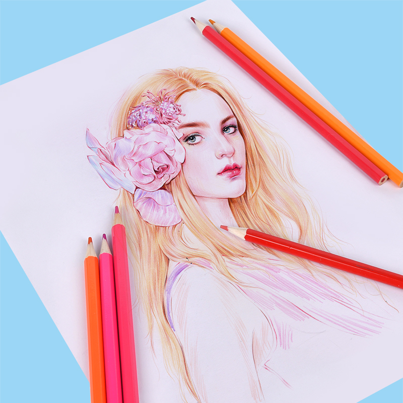 Weibo Stationery Children's Oil-based Colored Pencils 12/18/24 colors Primary School Art Beginners' Sketching pencils and coloring pencils Item Picture