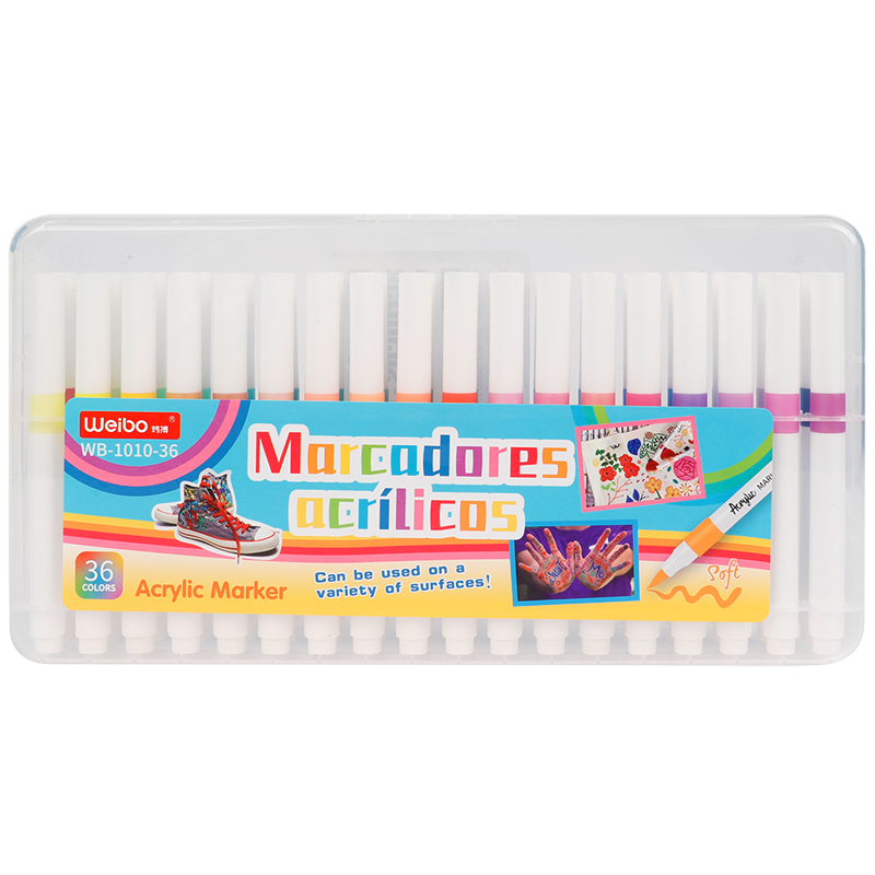 Weibo Stationery student Acrylic marker pens, color waterproof, quick-drying, children's hand-drawn diy art graffiti, non-transparent color, 36 colors Item Picture