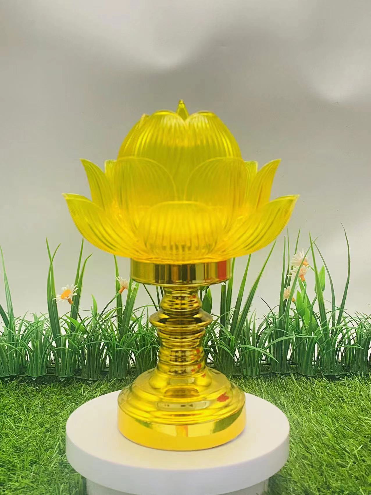 Wholesale of foreign trade seven-color lotus lamp LED simulation candle lamp ornaments, Dharma assembly Guanyin Wealth God offering Buddha lamp and eternal lamp details Picture