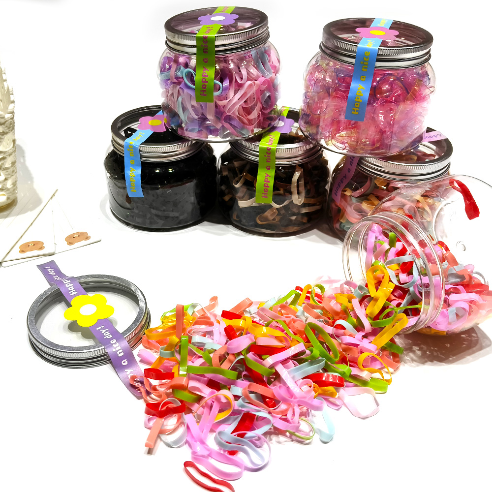 Disposable Rubber Band Large Round Canned Wide And Thick Strong Pull Endless Maillard Color Children's Hair Band Hair Cord 300+ Hair Cord Headwear Hair Accessories details Picture