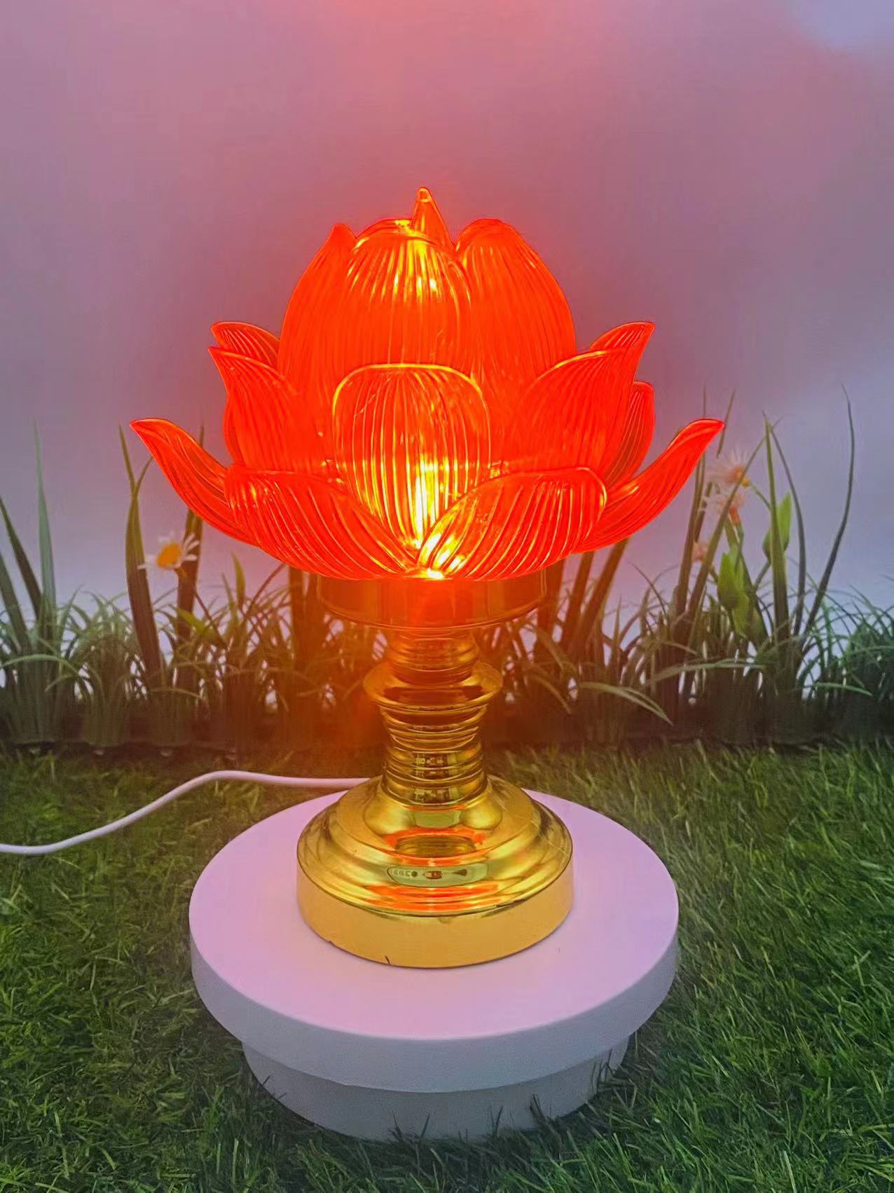 外贸七彩莲花灯LED仿真蜡烛灯摆件法会观音财神供佛灯长明灯批发