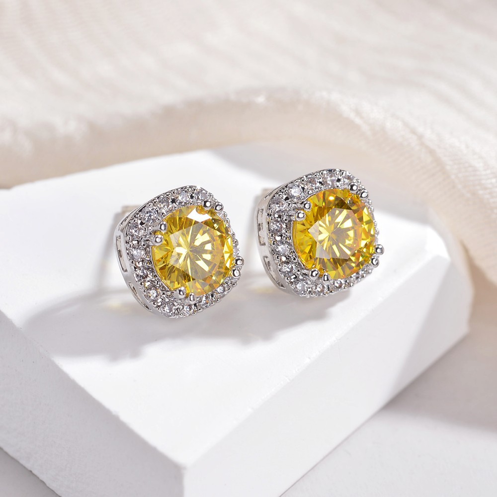 S925 sterling silver zirconia stud earrings, large square zirconia, simple, fashionable and high-end, versatile commuting earrings for girls detail image 11