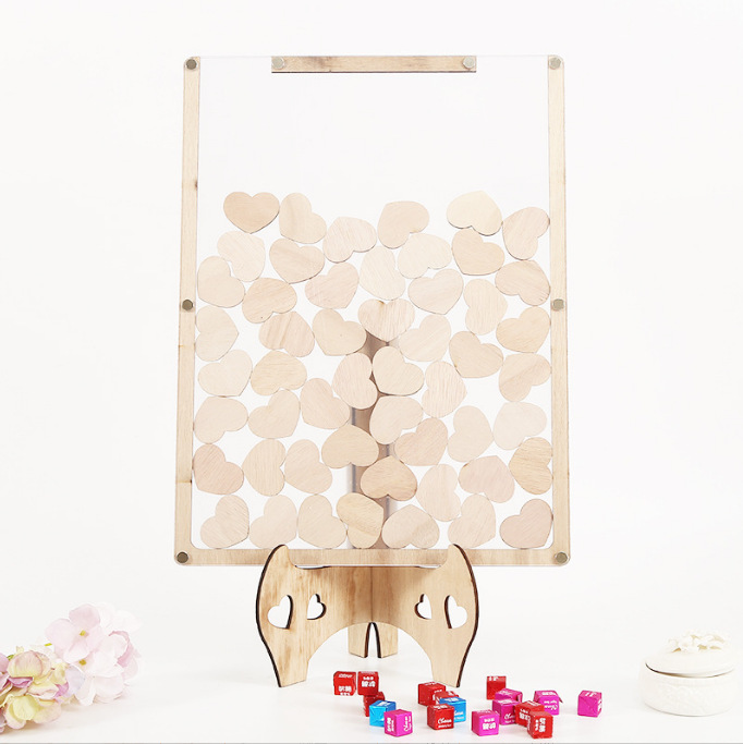 New product on the market! Wooden wedding sign-in desk, exquisite tabletop ornaments, party table setting, desktop message book, making every gathering leave a wonderful memory! details Picture
