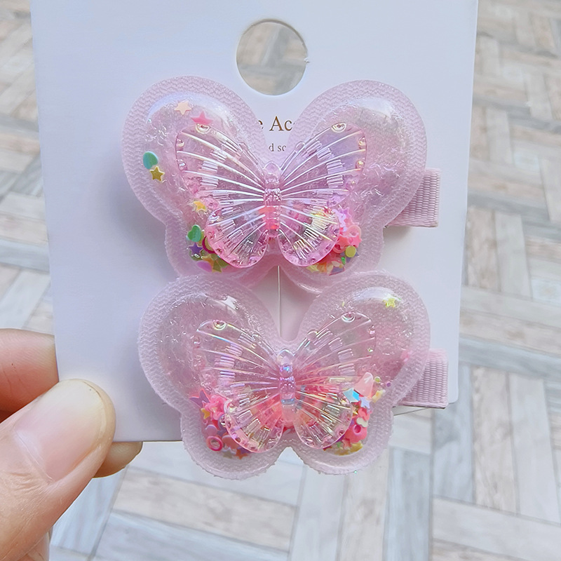 Children's hair clips, sand butterfly hair clips, little girl butterfly hair clips, girls' hair accessories, sand hair clips details Picture