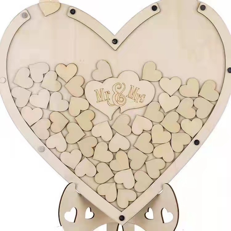 新款创意/木质爱心摆件/婚礼签到台/爱心摆件/婚庆派对装饰产品图