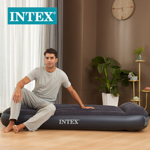 INTEX66127黑白USB内置枕头电泵单层单人线拉空气床植绒充气床垫