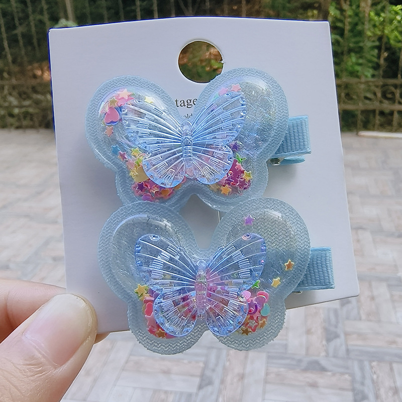 Children's hair clips, sand butterfly hair clips, little girl butterfly hair clips, girls' hair accessories, sand hair clips Specification image