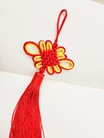 荷花结红黄双色中国结配件民族风精致流苏红黄花结定型装饰品