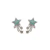 Korean-style fashionable five-pointed star earrings, a pair of blue zircon Item Picture
