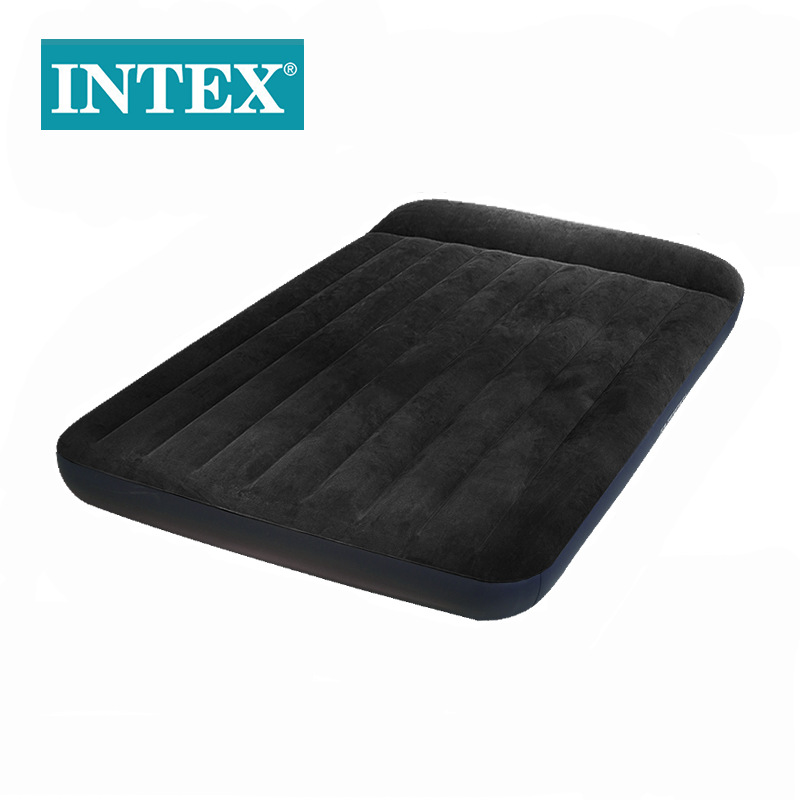 INTEX66129黑白USB内置枕头电泵单层特大线拉空气床植绒充气床垫详情图2