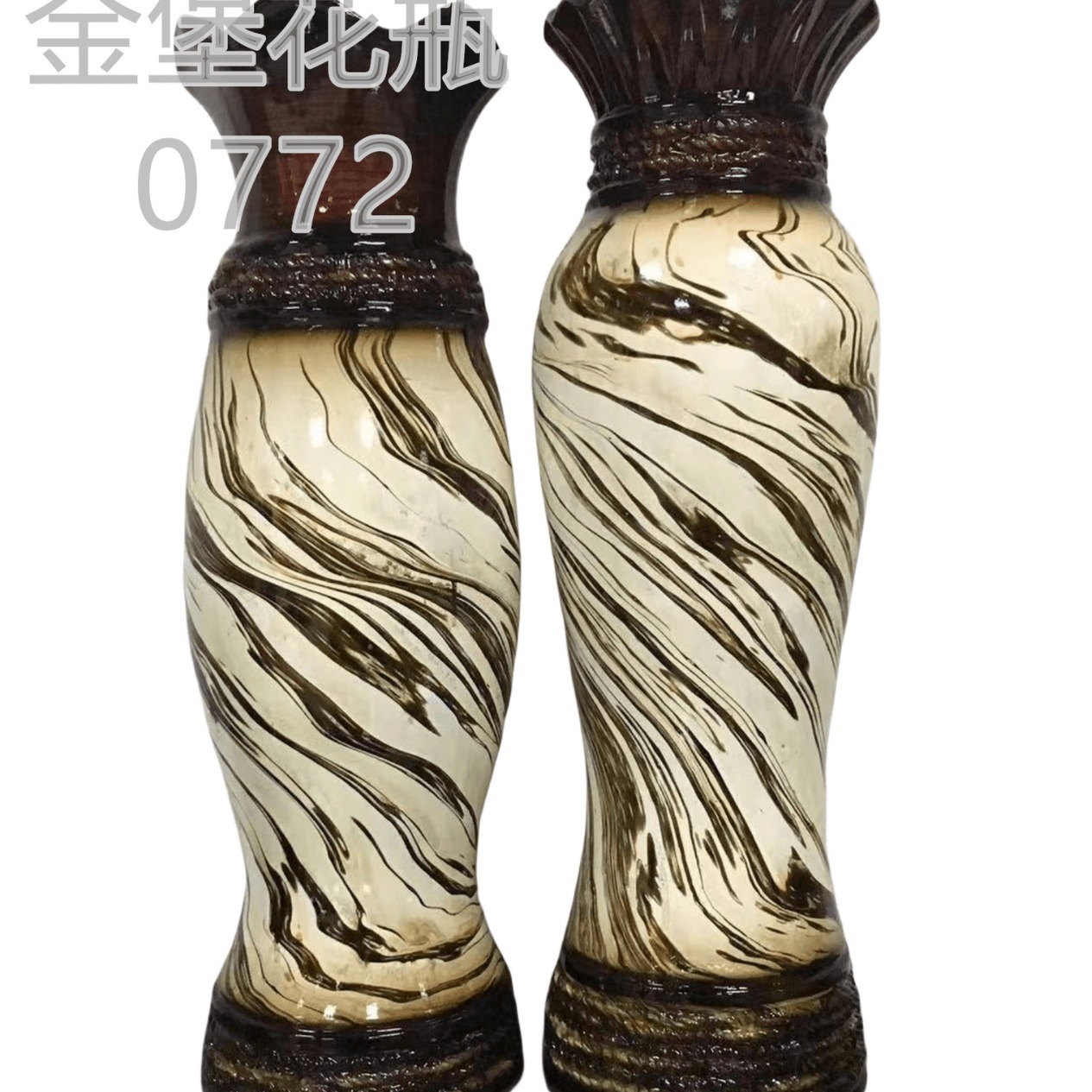 60cm ceramic vase, low-temperature painted European-style vase, home decoration item, living room decoration, simulated vase, 11 Golden castle vase