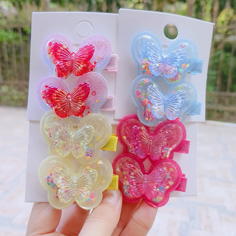 Children's hair clips, sand butterfly hair clips, little girl butterfly hair clips, girls' hair accessories, sand hair clips