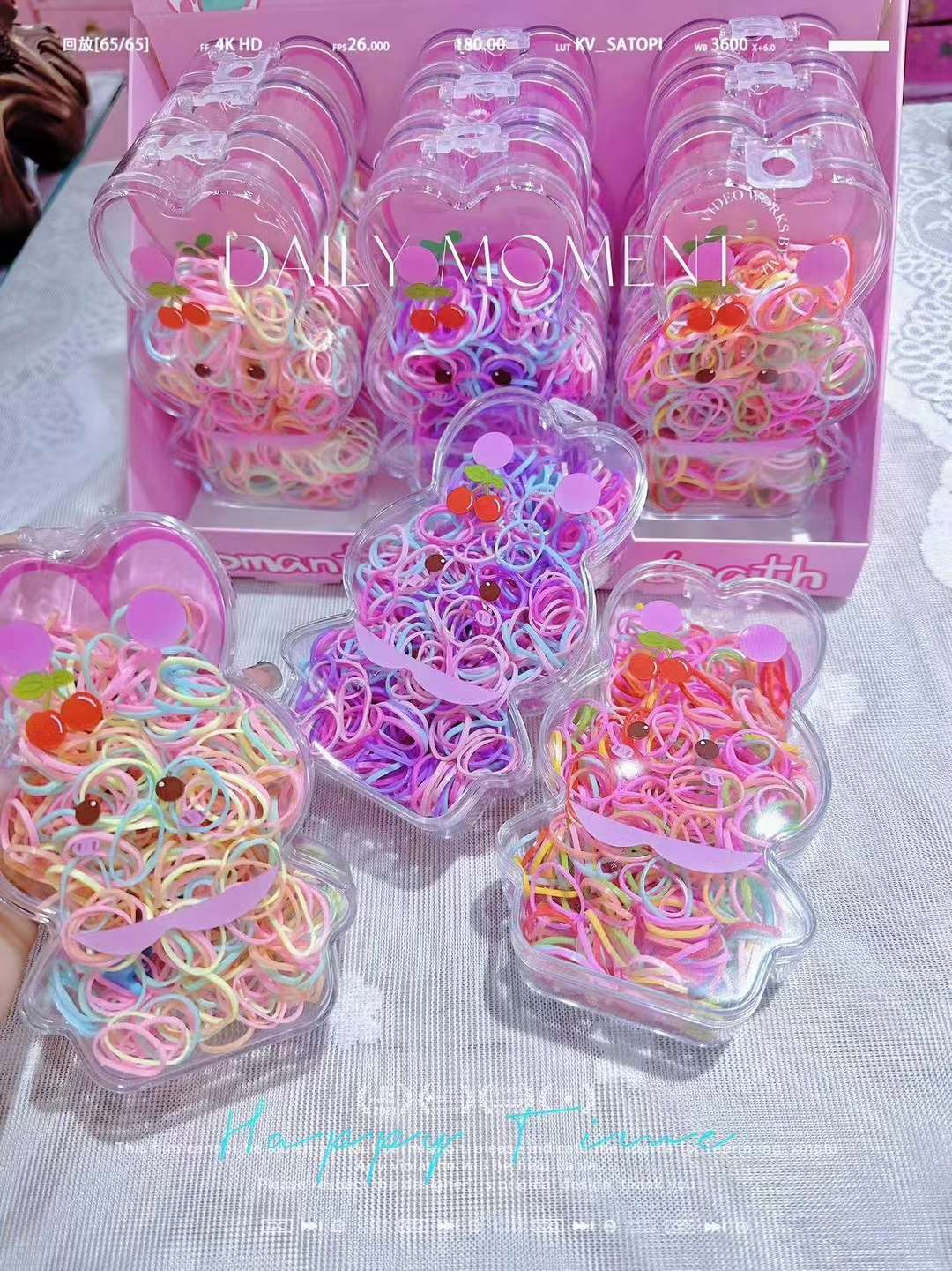 新款韩版皮筋女童 中小学生卡通盒装 