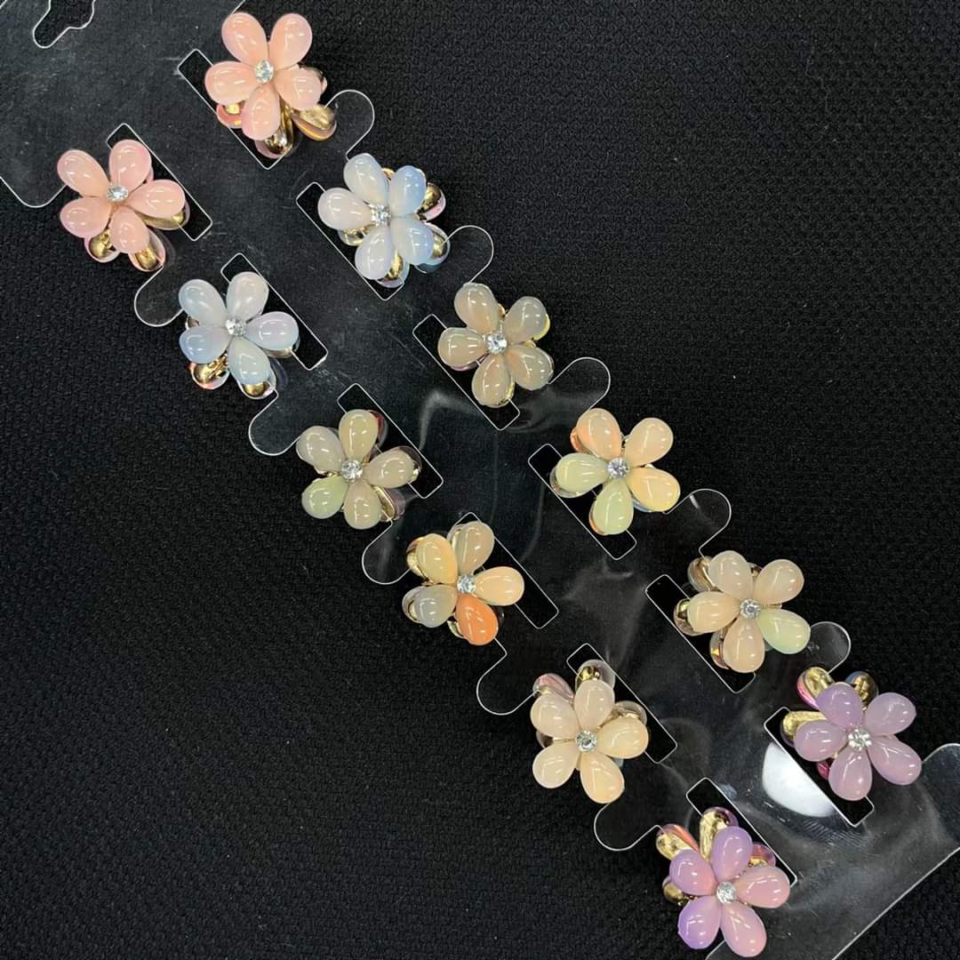 小锌合金发夹精致猫眼石花朵小抓夹亲子高品质五花碎发夹详情图6