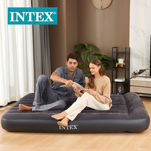 INTEX66128黑白USB内置枕头电泵单层双人加大线拉空气床充气床垫