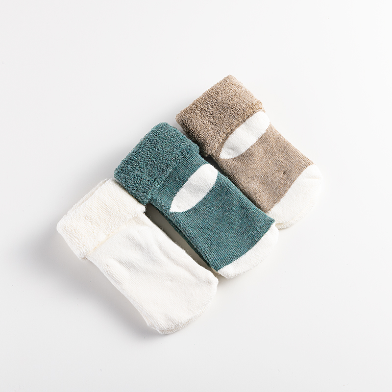 Children's socks, autumn and winter pure cotton baby, boys' and girls', newborn children's socks, warm loop socks details Picture