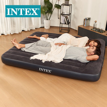 INTEX66129黑白USB内置枕头电泵单层特大线拉空气床植绒充气床垫
