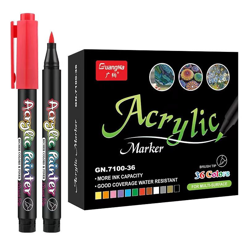 Guangna 7100 soft-tipped acrylic water-based paint marker pens, diy hand-drawn graffiti planner, painting marker pens pic 10