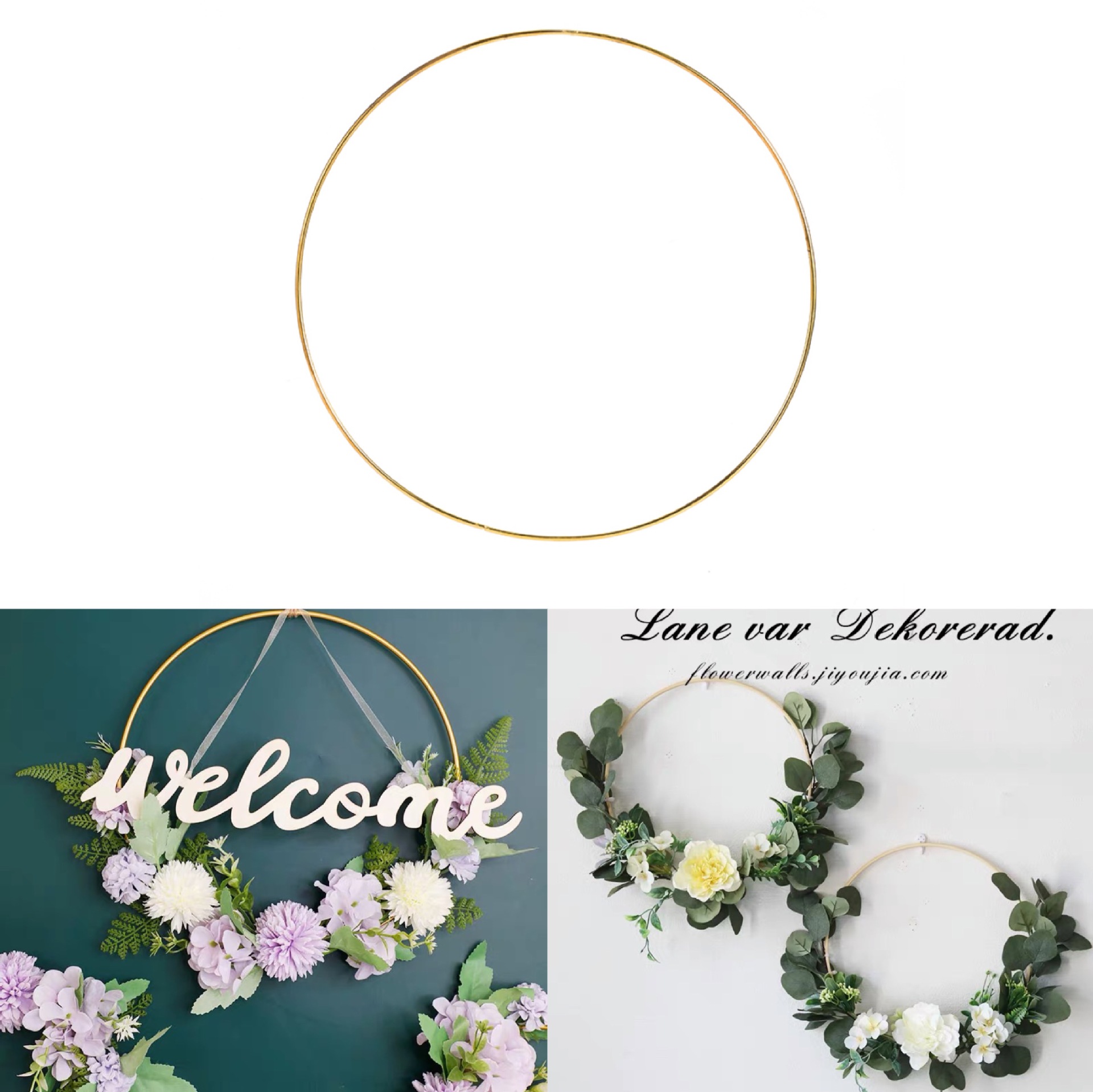 亚马逊热门圣诞装饰铁环花环圈DIY家居装饰铁环