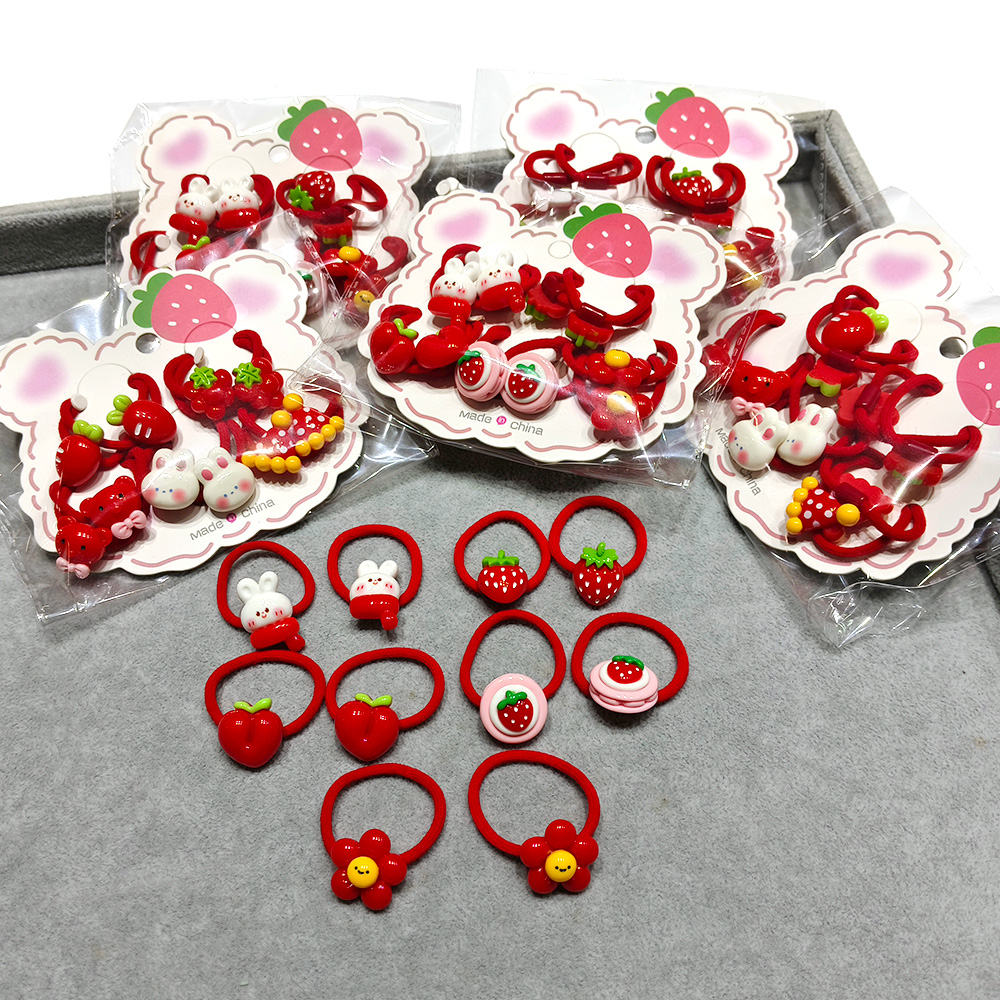 Festive Red Rubber Band Hair Tie Children's Hair Accessories Hair Tie Hand Tie Hair Rubber Band Cartoon Plastic Headtie Accessories details Picture