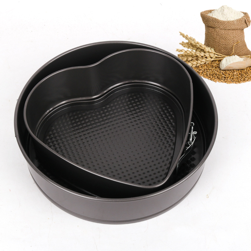 DF99652 heart-shaped square, round cake mold, round live bottom, live loop baking tray, carbon steel chiffon cake mold, round household baking base, round DF Trading House details Picture