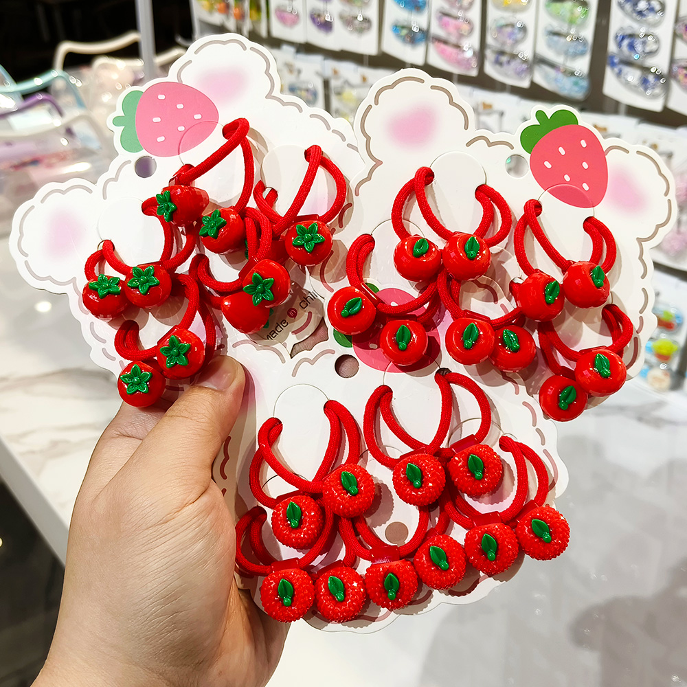 Festive Red Rubber Band Hair Tie Children's Hair Accessories Hair Tie Hand Tie Hair Rubber Band Cartoon Plastic Headtie Accessories Item Picture