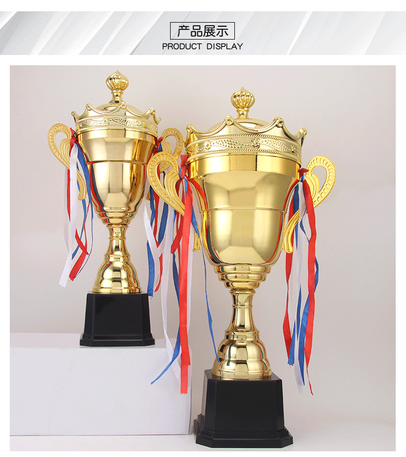 小嘟嘟XDJZ-0091-CROWN金属皇冠通用大奖杯篮球足球运动会冠军合金电镀奖杯双耳带盖金杯详情15