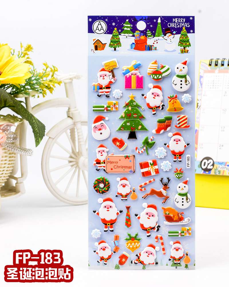 DIY foam EVA cartoon Christmas bubble stickers for children's decoration detail image 14