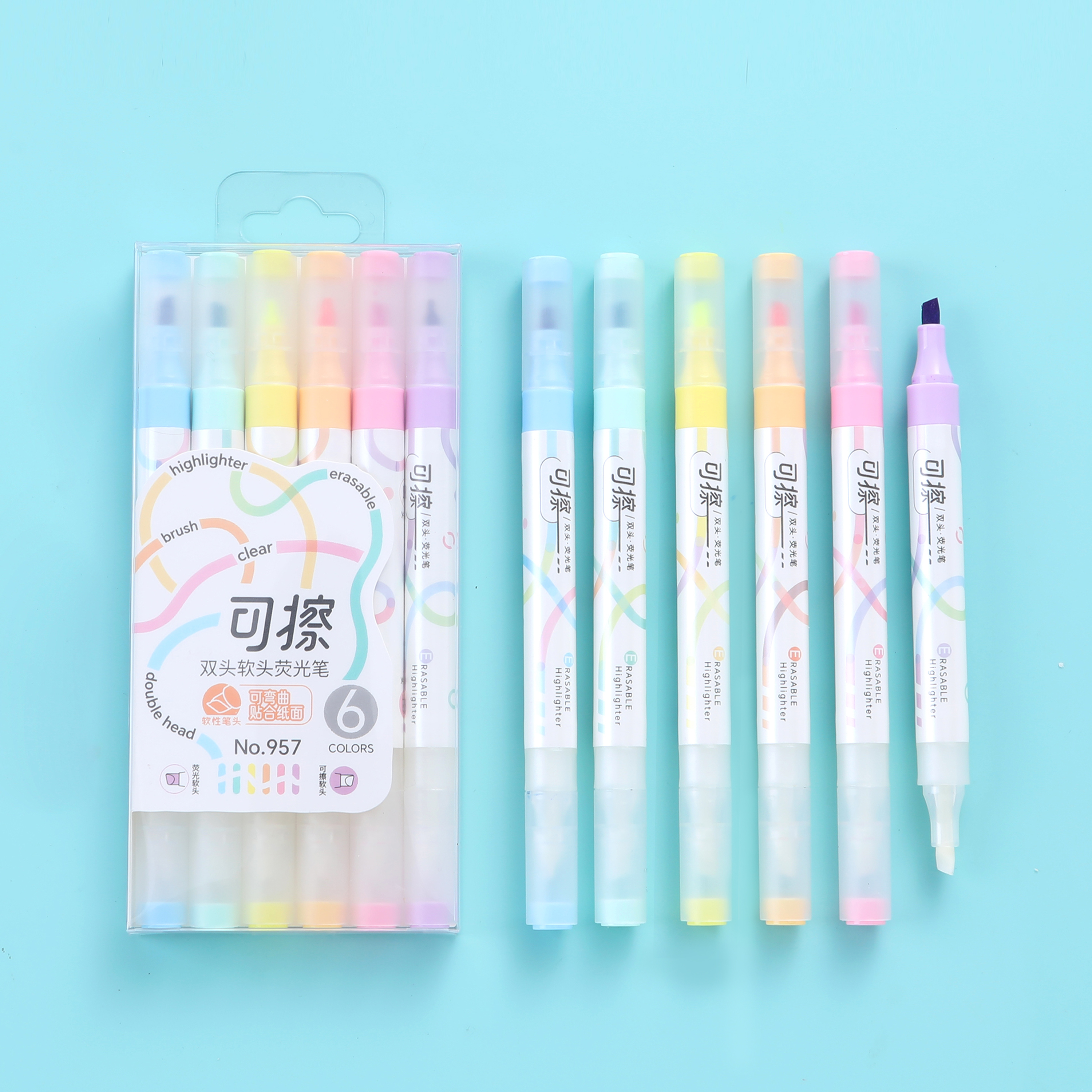 Fun Thing Club Can Erase Highlighter High Appearance Level Color Highlight Mark Students Mark Eye Color Large Volume Wholesale Item Picture