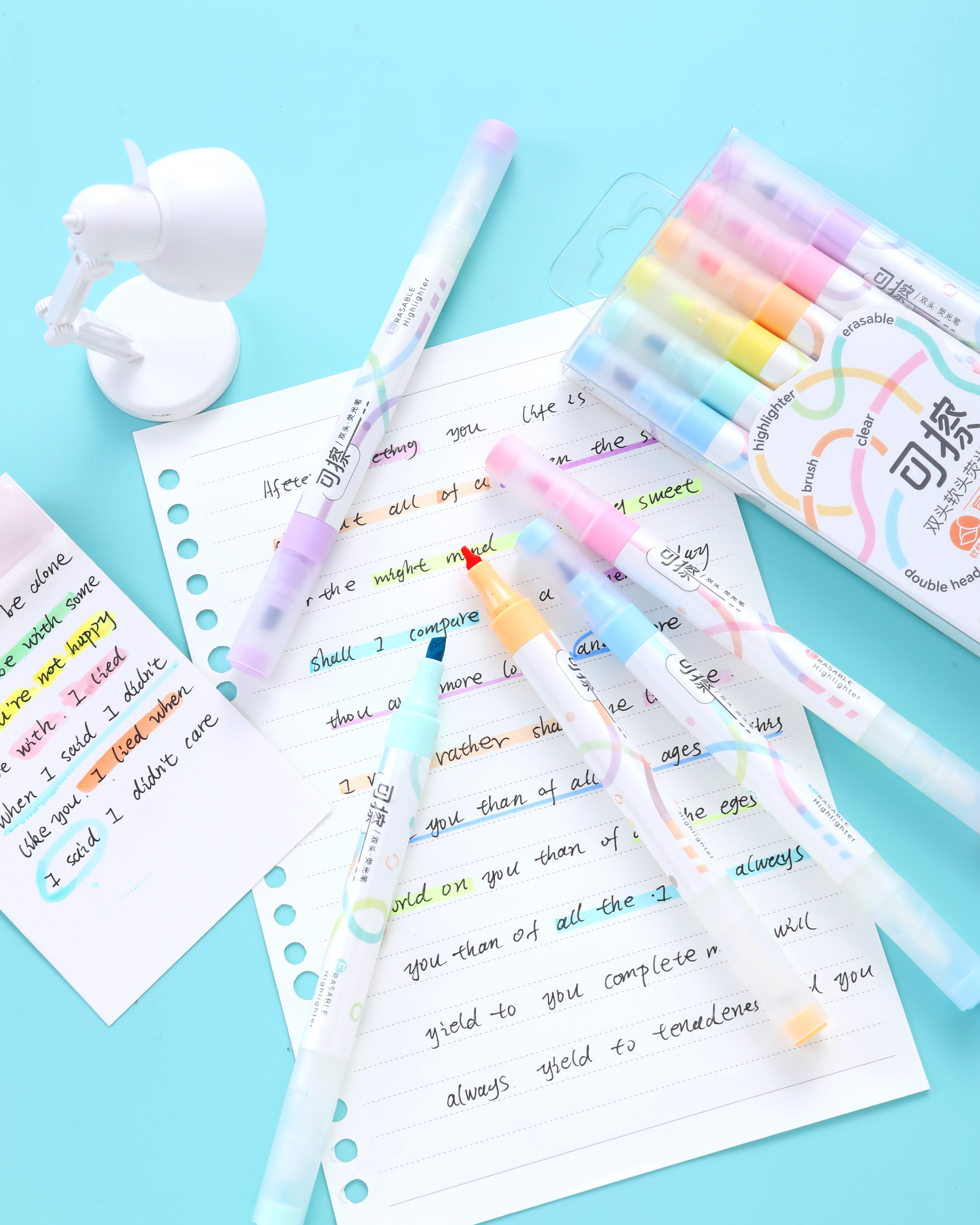 Fun Thing Club Can Erase Highlighter High Appearance Level Color Highlight Mark Students Mark Eye Color Large Volume Wholesale Specification drawing