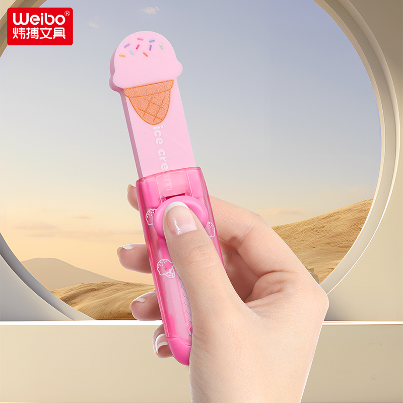 Weibo Stationery ice cream sliding eraser, high appearance level, student cute cartoon, clean, no marks, few ruff, extendable Application Scenario