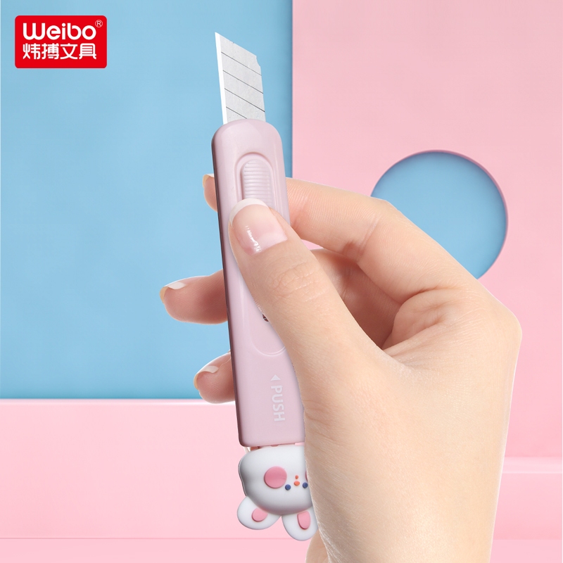 Weibo Stationery Animal Push Knife, hand-cut paper telescopic Portable Mini Cartoon knife, express box opener Specification image