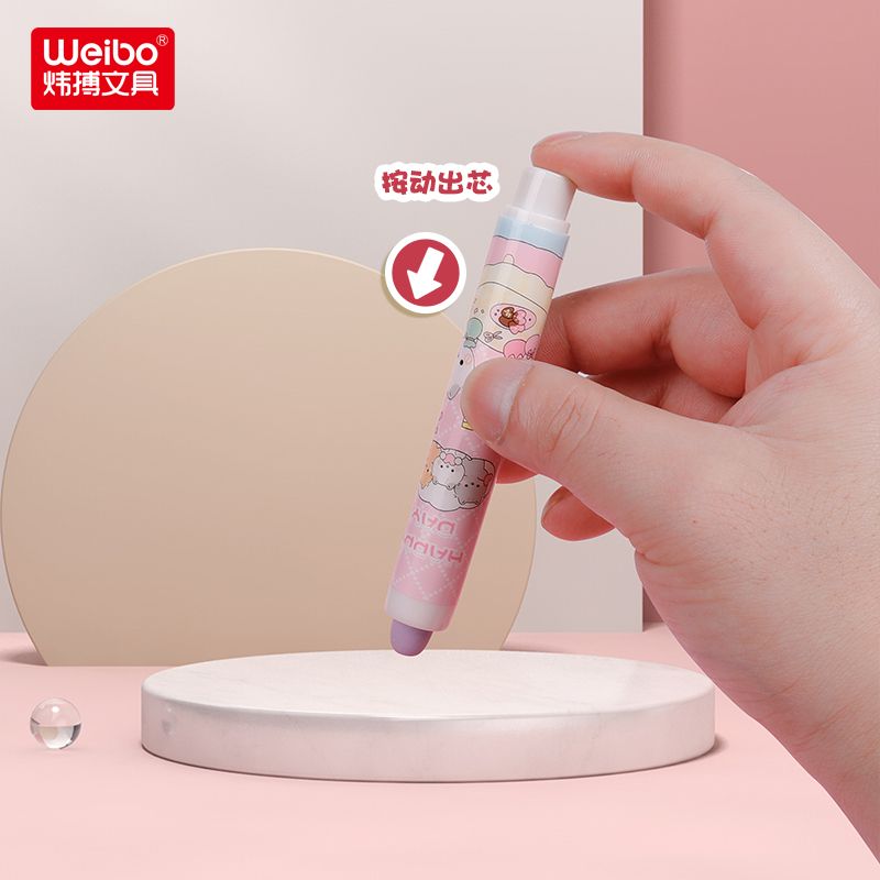 Weibo Stationery offers cute cartoon cat erasers for primary school students as rewards. These erasers are clean, free of lint and marks, and have replaceable cores Application Scenario