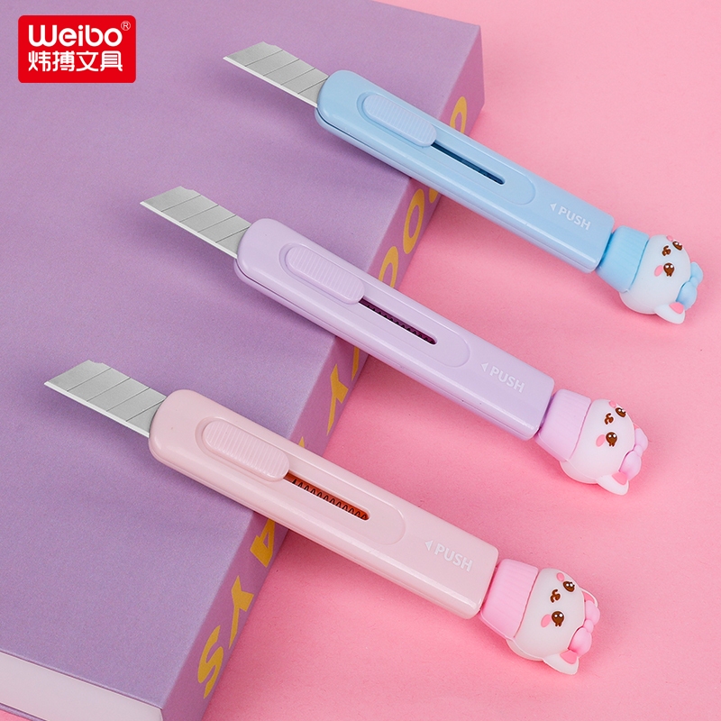 Weibo Office Stationery, cat push knife, school supplies, retractable portable cartoon knife, express box opener Item Picture