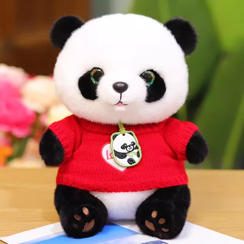 穿毛衣熊猫玩偶毛绒玩具可爱大小熊猫公仔儿童情人节送女孩礼物娃娃