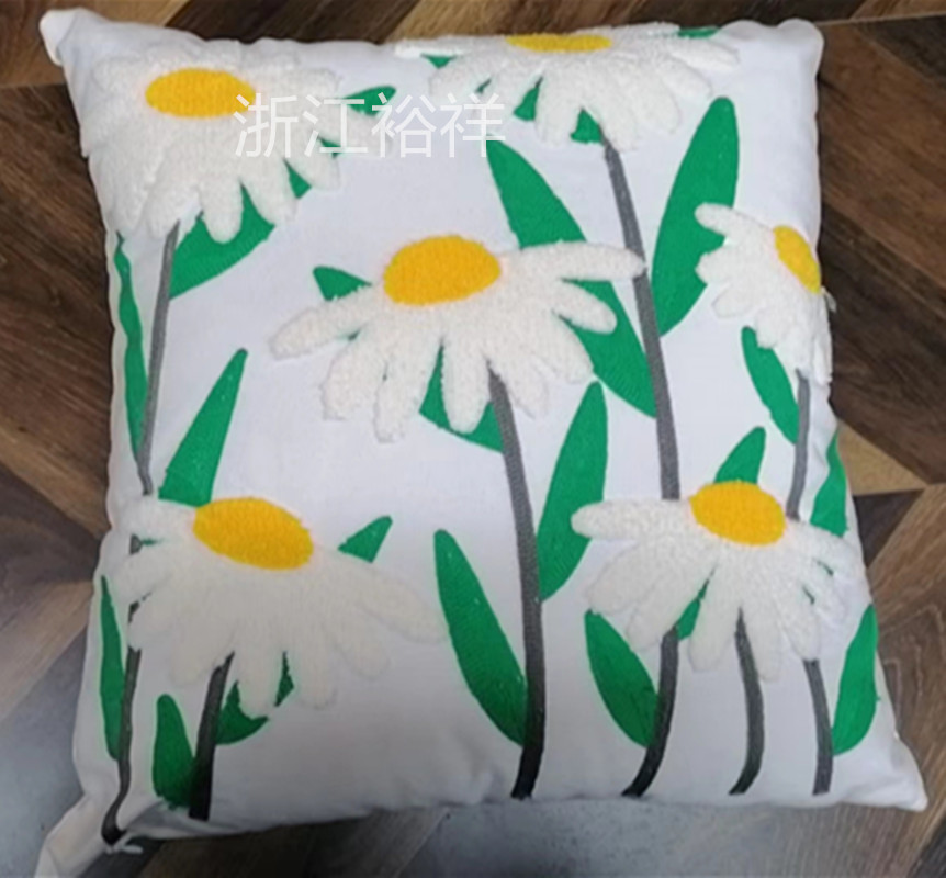 Three-dimensional embroidered linen sofa throw pillow cushion, ins simple three-dimensional embroidered square wholesale office chair lumbar support breathable lumbar rest pillowcase factory direct sales wholesale 45*45 Application Scenario