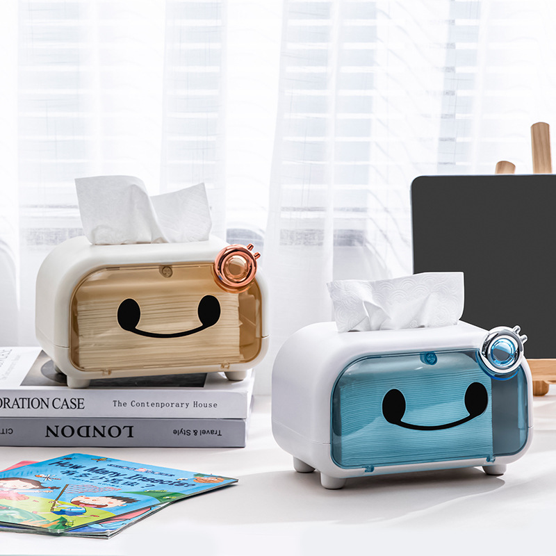 Y169-536 Desktop Tissue Box, desktop storage box, multi-functional tissue box, Cute household toilet paper box Specification image
