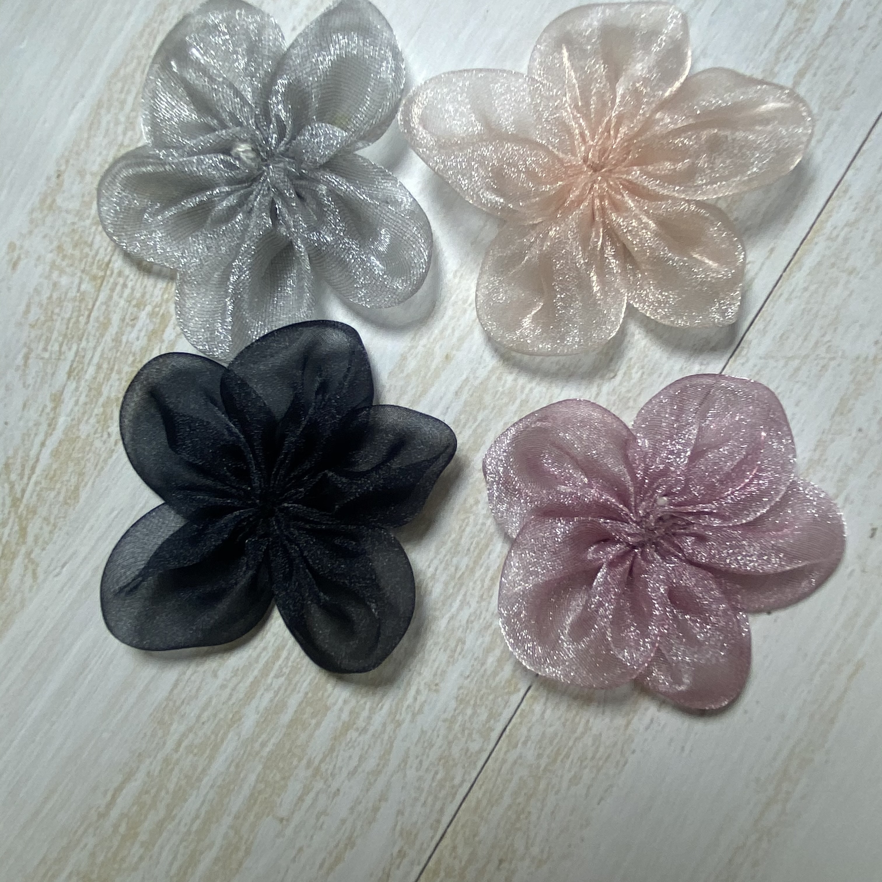 手工手缝/五瓣花花朵/DIY发饰/辅料鞋帽/服装饰品/纱花产品图