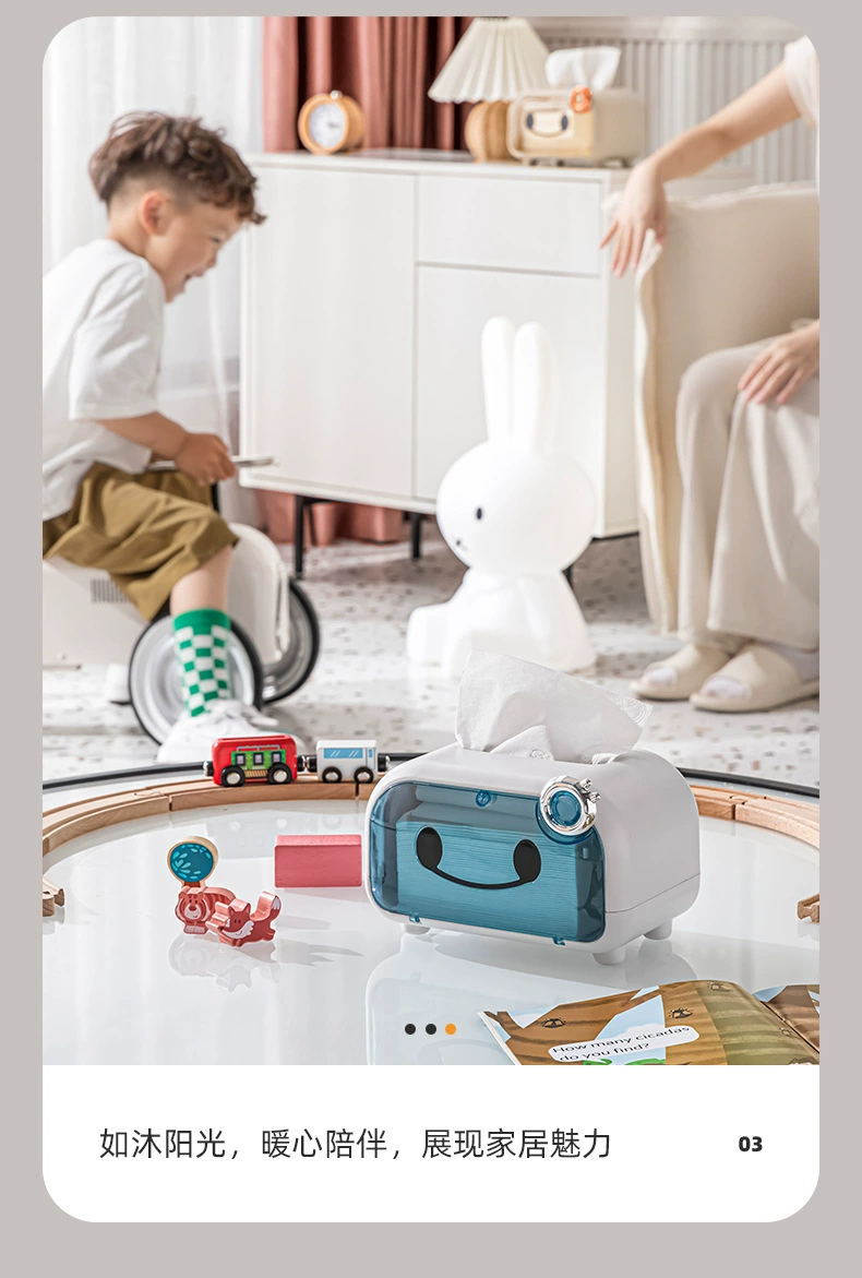 Y169-536 Desktop Tissue Box, desktop storage box, multi-functional tissue box, Cute household toilet paper box Application Scenario