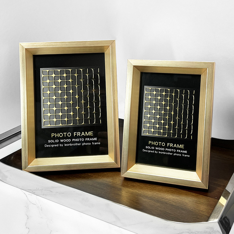 Modern light luxury style brushed solid wood picture frame model house ornaments thumbnail