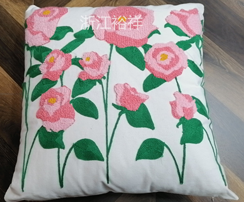 Three-dimensional embroidered linen sofa throw pillow cushion, ins simple three-dimensional embroidered square wholesale office chair lumbar support breathable lumbar rest pillowcase factory direct sales wholesale 45*45 Item Picture