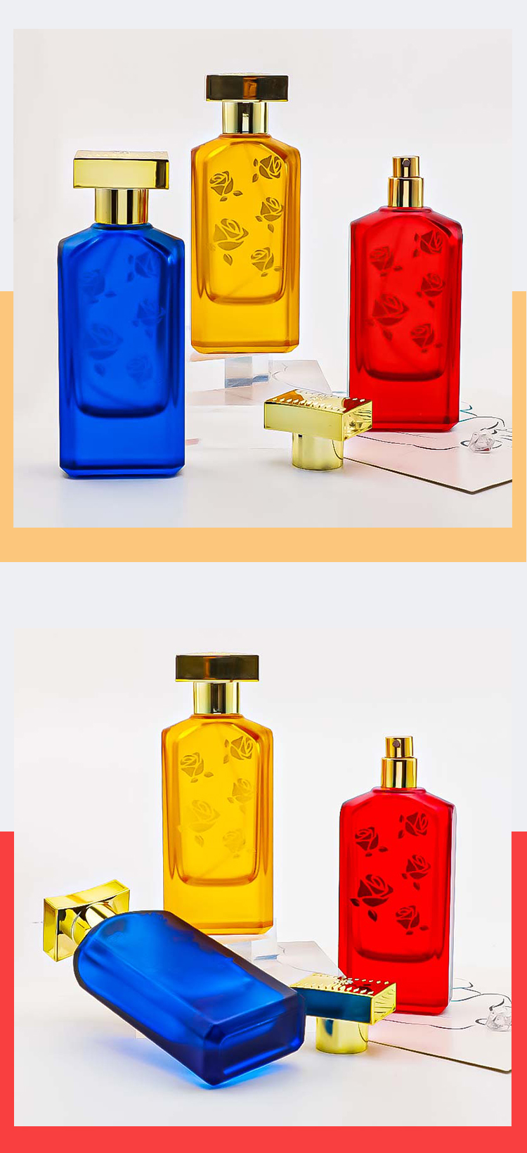 鸿源玻璃现货50ML香水瓶旅行分装方形喷雾瓶小样香水替换装详情7