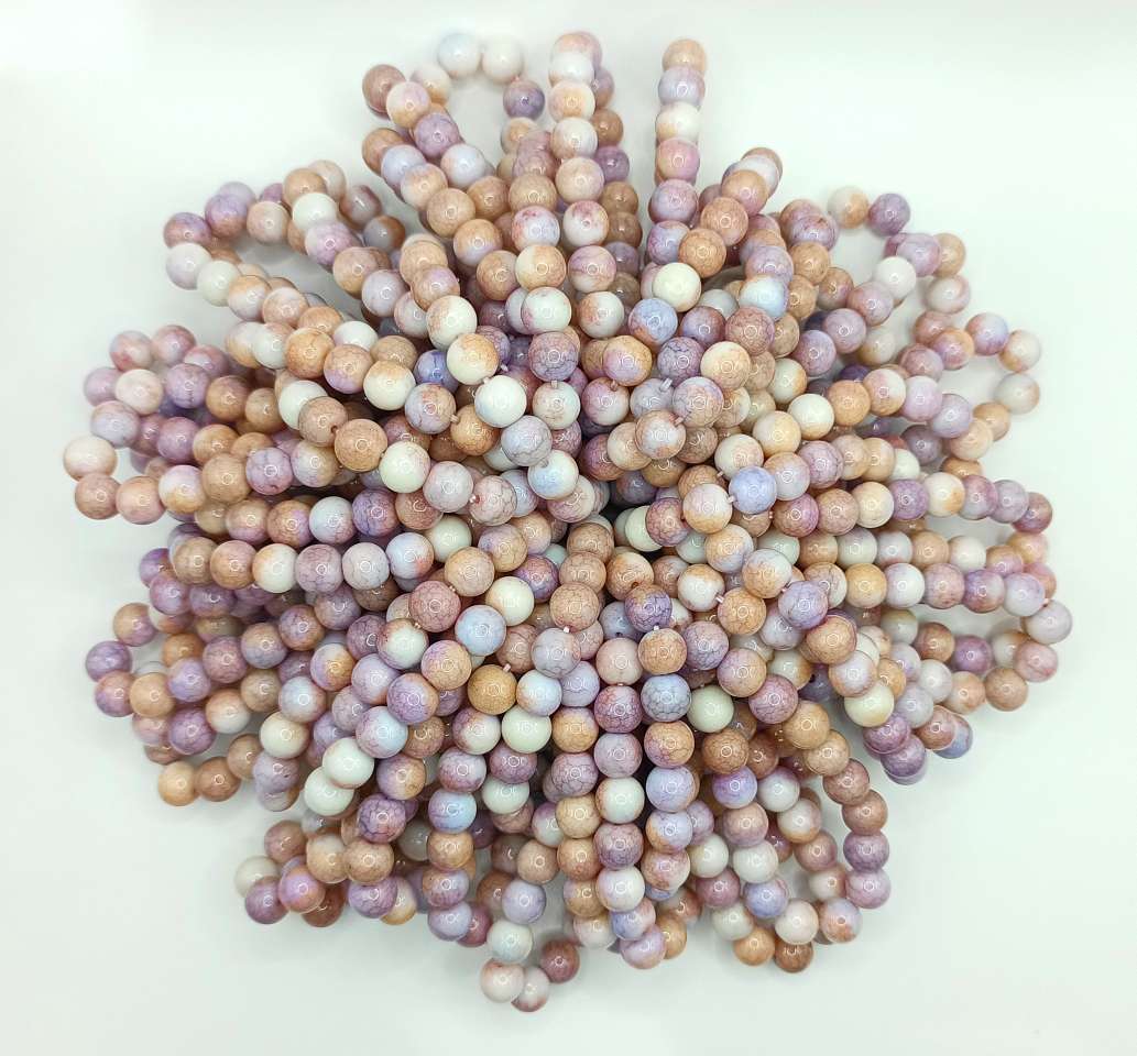 8mm仿陶瓷裂纹花色玻璃珠手串详情图2