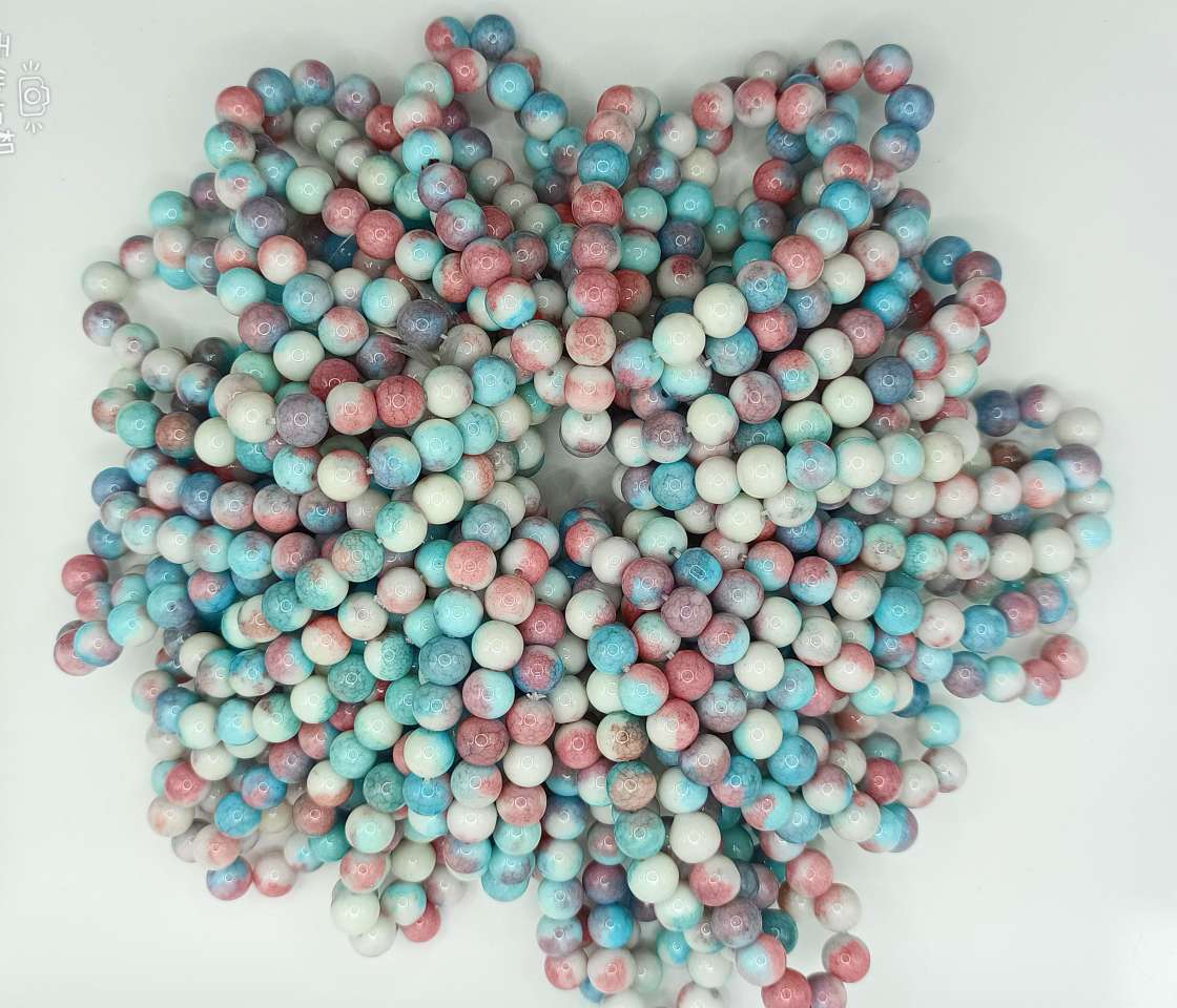 8mm仿陶瓷裂纹花色玻璃珠手串